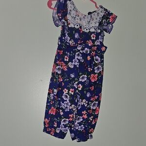 Floral Kids Jumpsuit- Purple